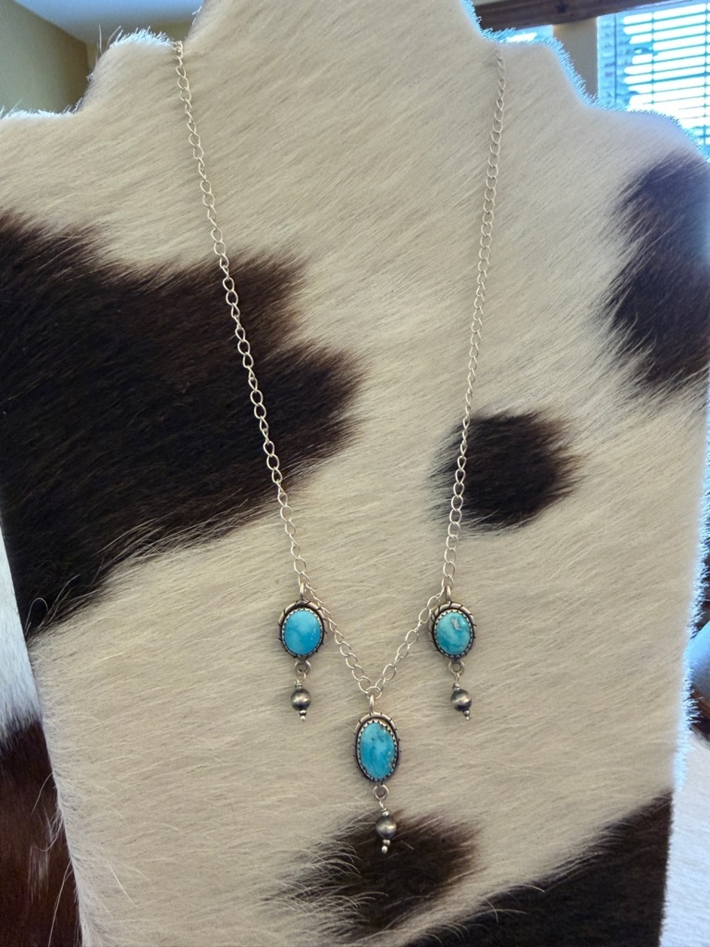 ❤️ Sierra Bella Turquoise 20” Sterling ADJ Necklace 5mm Desert Pearl Dangles 10G - Picture 3 of 12